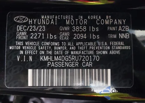 2024 Hyundai Elantra Sel из США, поврежденный, VIN KMHLM4DG5RU720170